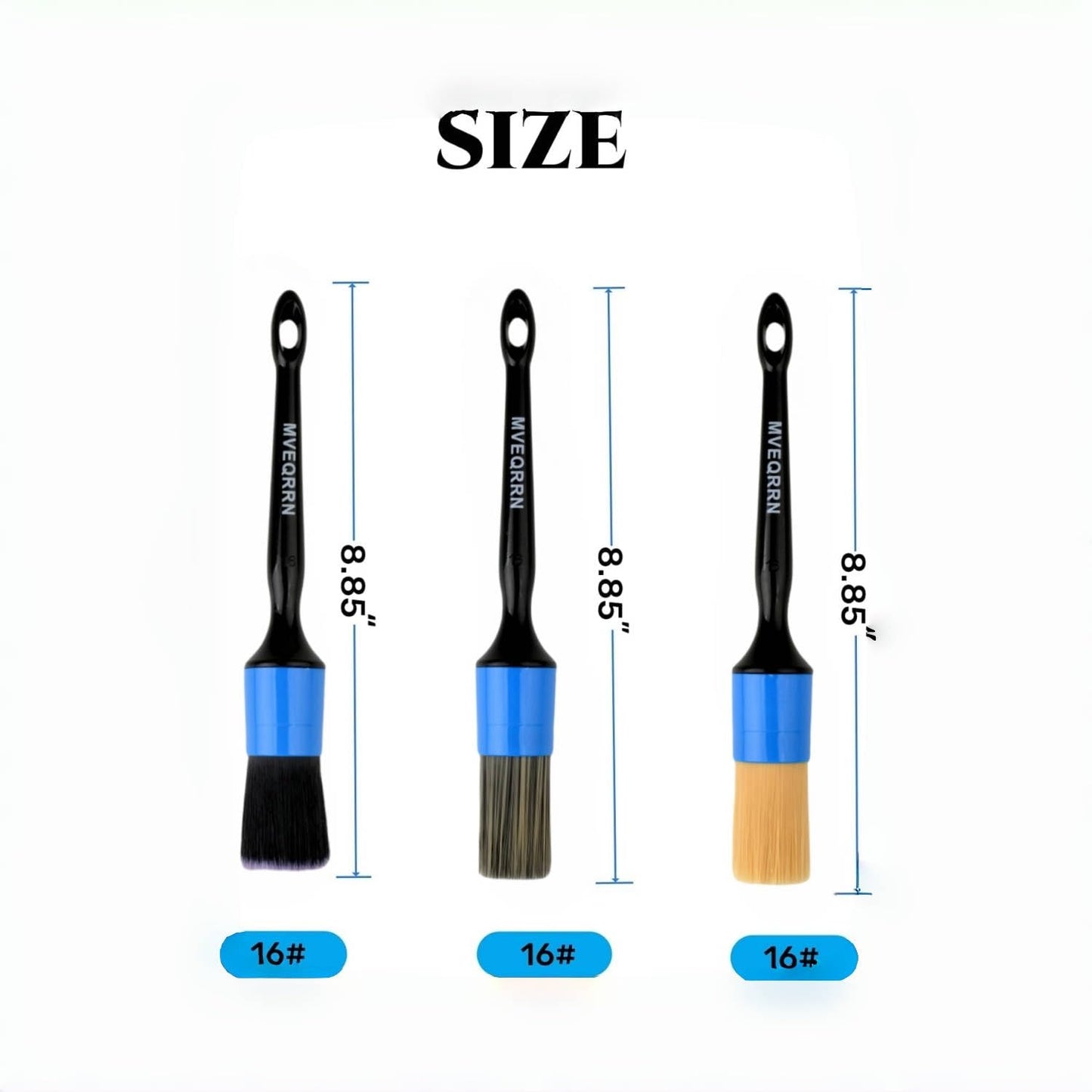 6pc Car Detailing Brush Set: 2 Boar’s Hair, 2 Ultra-Soft & 2 Fine Detail Brushes for Interior Leather, Air Vents, Trim & Exterior Cleaning