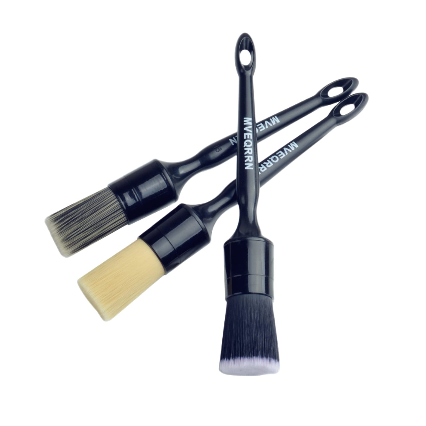 6pc Car Detailing Brush Set: 2 Boar’s Hair, 2 Ultra-Soft & 2 Fine Detail Brushes for Interior Leather, Air Vents, Trim & Exterior Cleaning