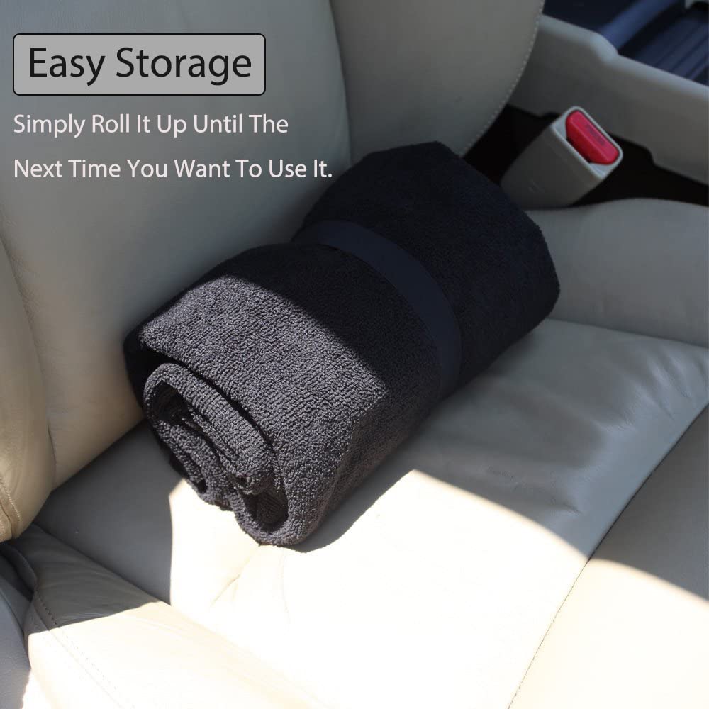 Waterproof Car Seat Cover for Athletes - Sweat-Proof Towel Bucket Seat Protector for Post-Gym, Running, Swimming & Beach - Universal Fit, Black