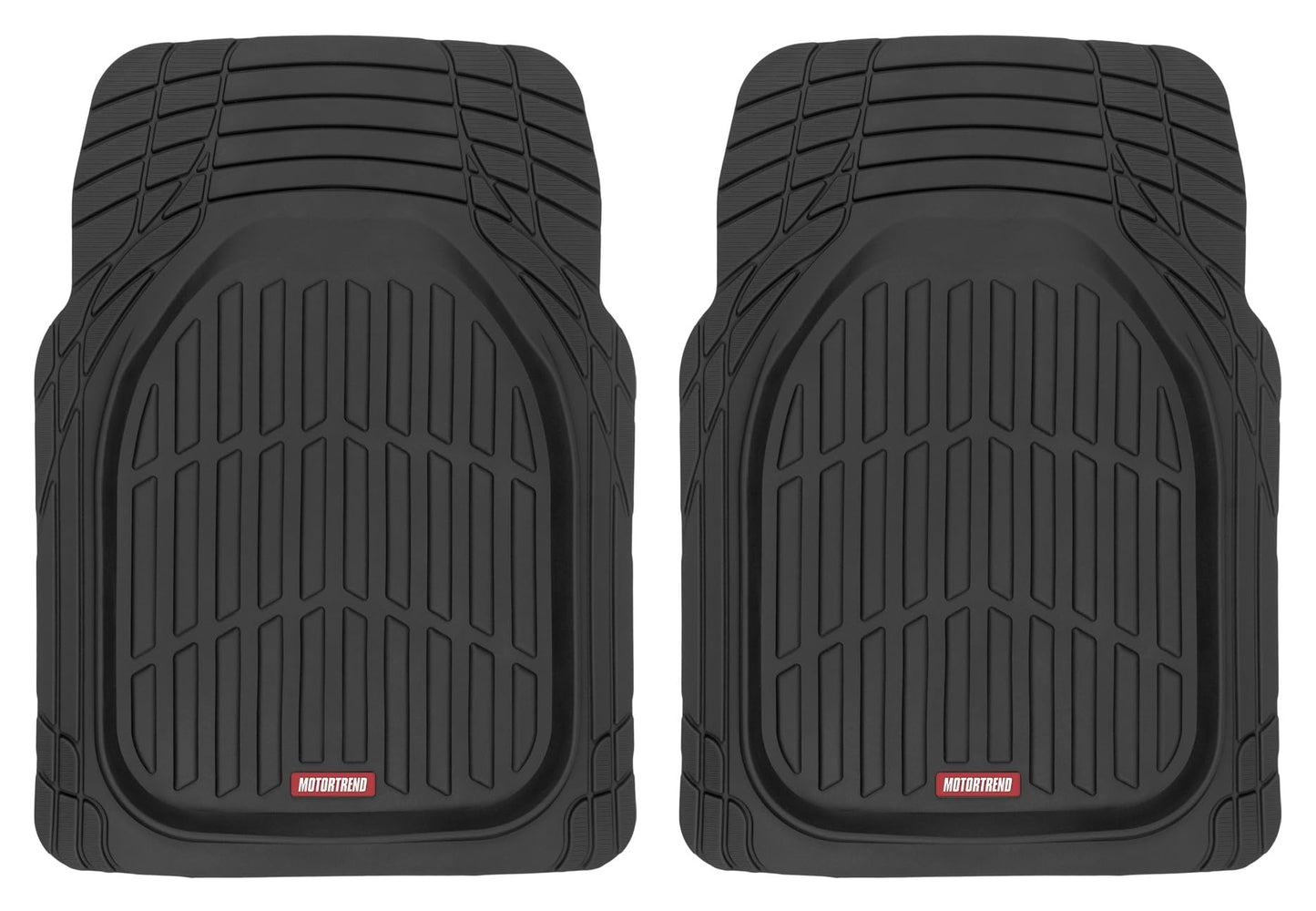 Motor Trend FlexTough All-Weather Floor Mats - Black Deep Dish Waterproof Trim-to-Fit Rubber Liners for Cars, Trucks & SUVs (4-Piece Set)