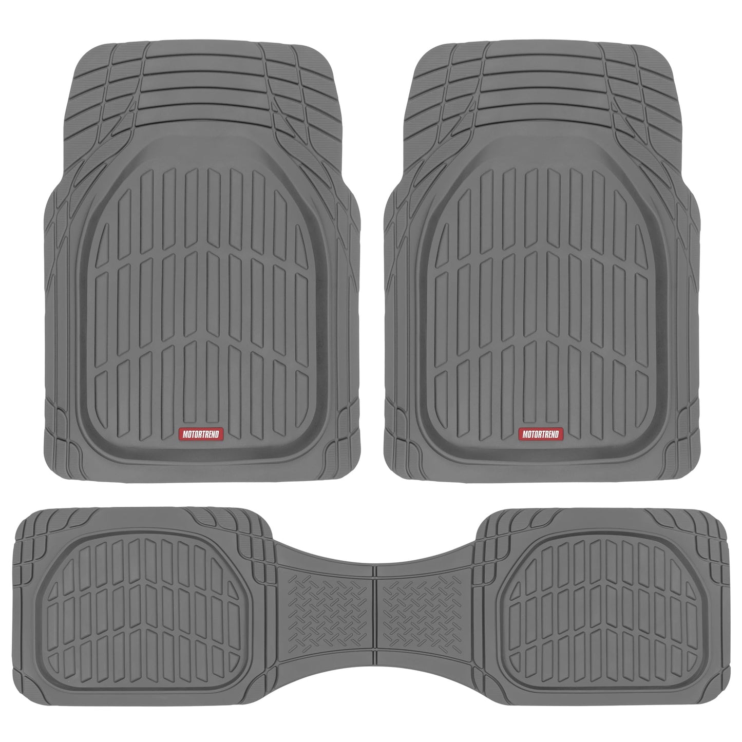 Motor Trend FlexTough All-Weather Floor Mats - Black Deep Dish Waterproof Trim-to-Fit Rubber Liners for Cars, Trucks & SUVs (4-Piece Set)