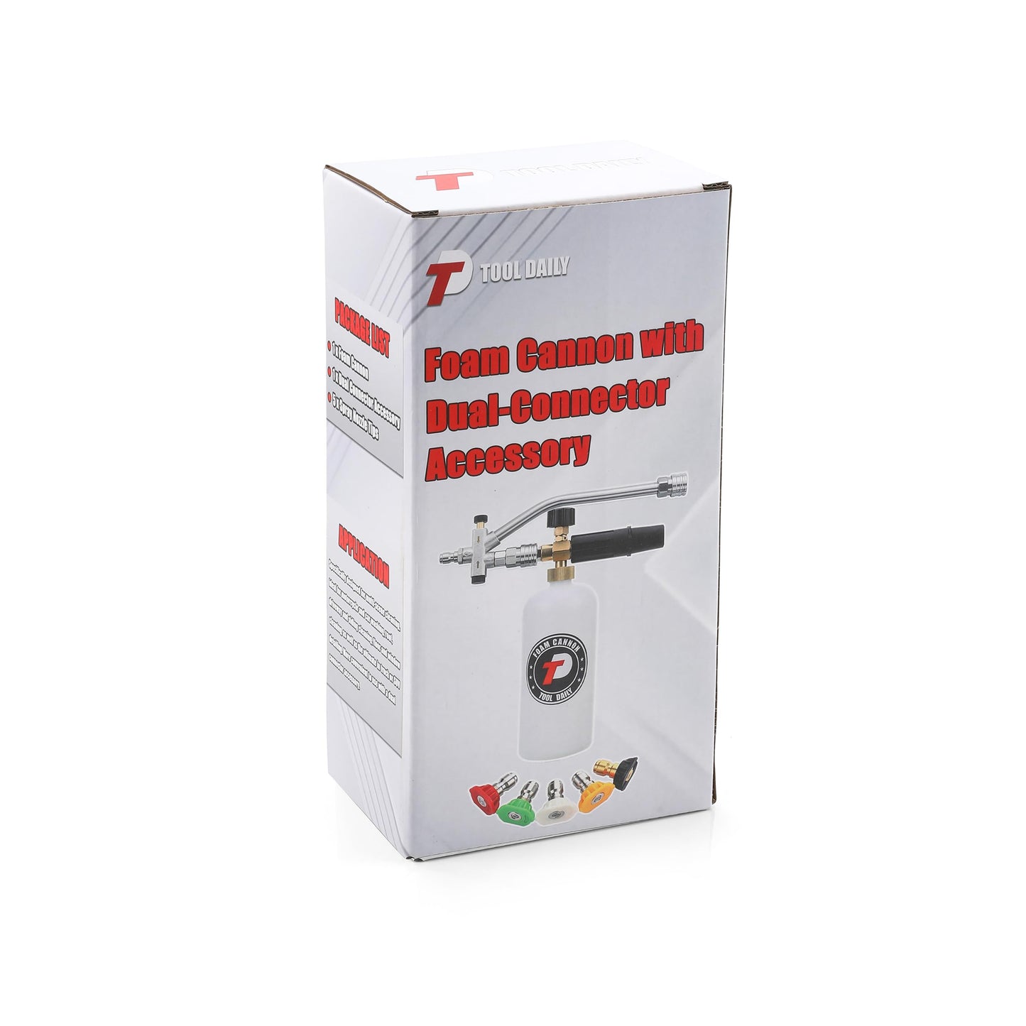 Tool Daily Foam Cannon with 1/4 Inch Quick Connector, 1 Liter, 5 Pressure Washer Nozzle Tips