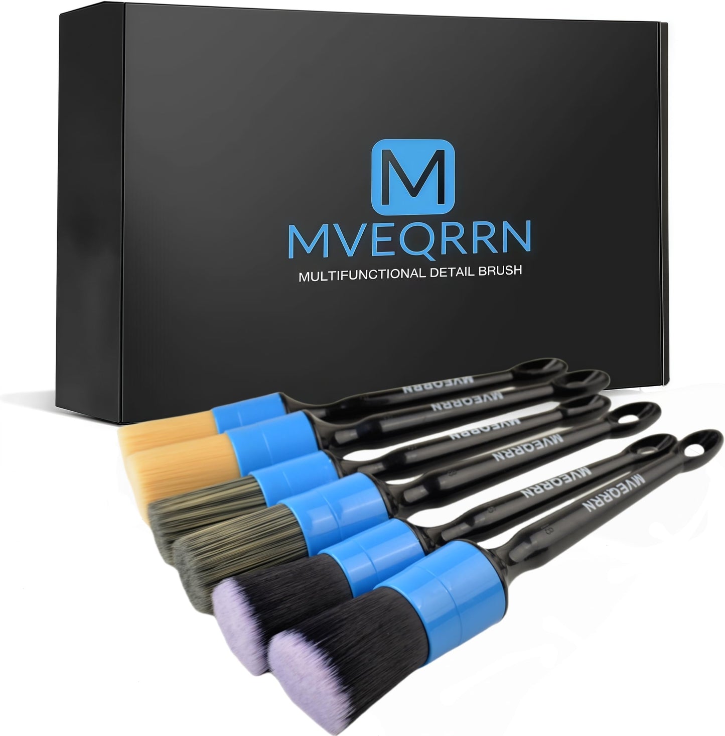 6pc Car Detailing Brush Set: 2 Boar’s Hair, 2 Ultra-Soft & 2 Fine Detail Brushes for Interior Leather, Air Vents, Trim & Exterior Cleaning