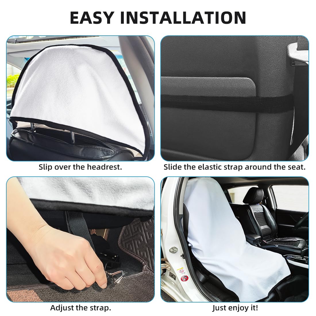 Waterproof Car Seat Cover for Athletes - Sweat-Proof Towel Bucket Seat Protector for Post-Gym, Running, Swimming & Beach - Universal Fit, Black