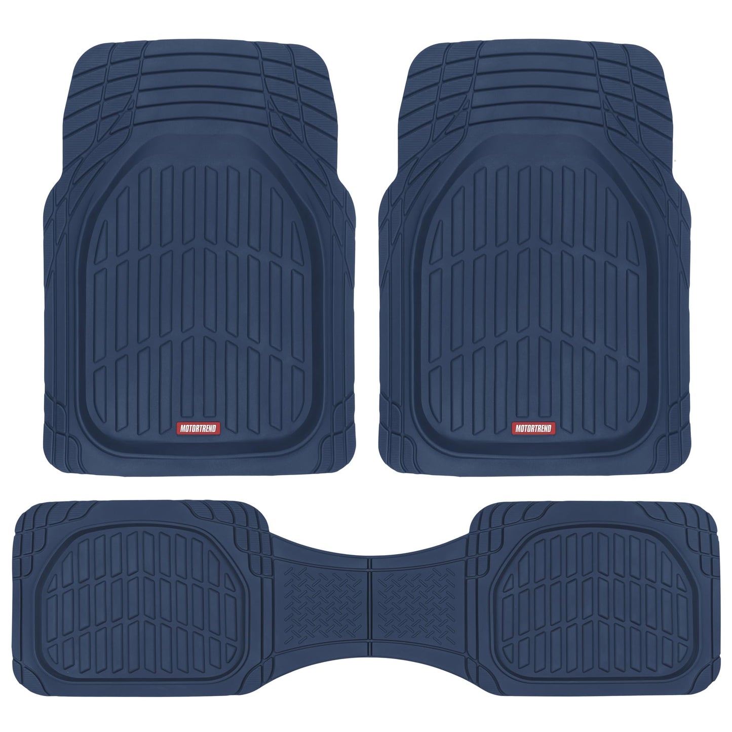 Motor Trend FlexTough All-Weather Floor Mats - Black Deep Dish Waterproof Trim-to-Fit Rubber Liners for Cars, Trucks & SUVs (4-Piece Set)