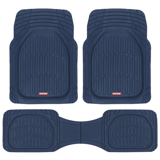 Motor Trend FlexTough Floor Mats for Cars, Black Deep Dish All-Weather Car Mats, Waterproof Trim-to Fit Automotive Floor Mats for Cars Trucks SUV, Universal Floor Liner Car Accessories