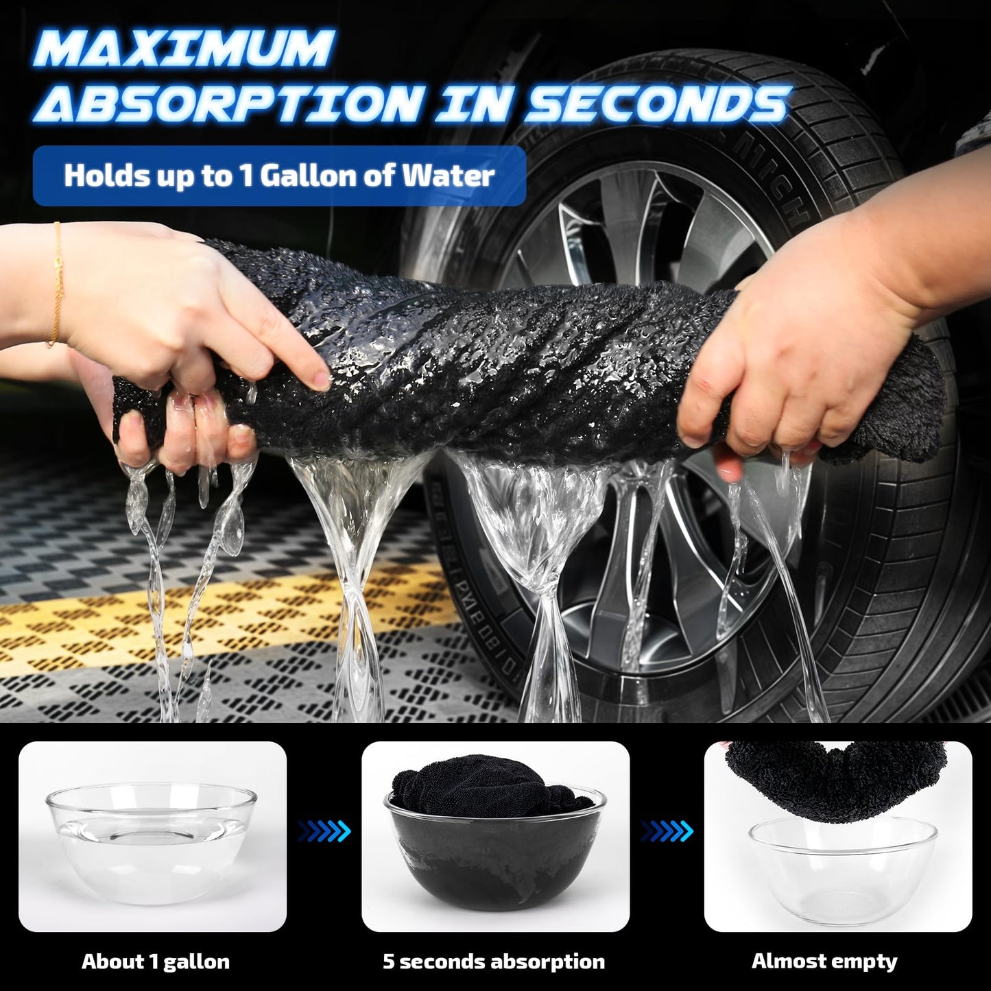 2-Pack 1200 GSM Car Drying Towels - 36"x24" Double-Twist Microfiber, Ultra-Absorbent & Scratch-Free Edgeless Design