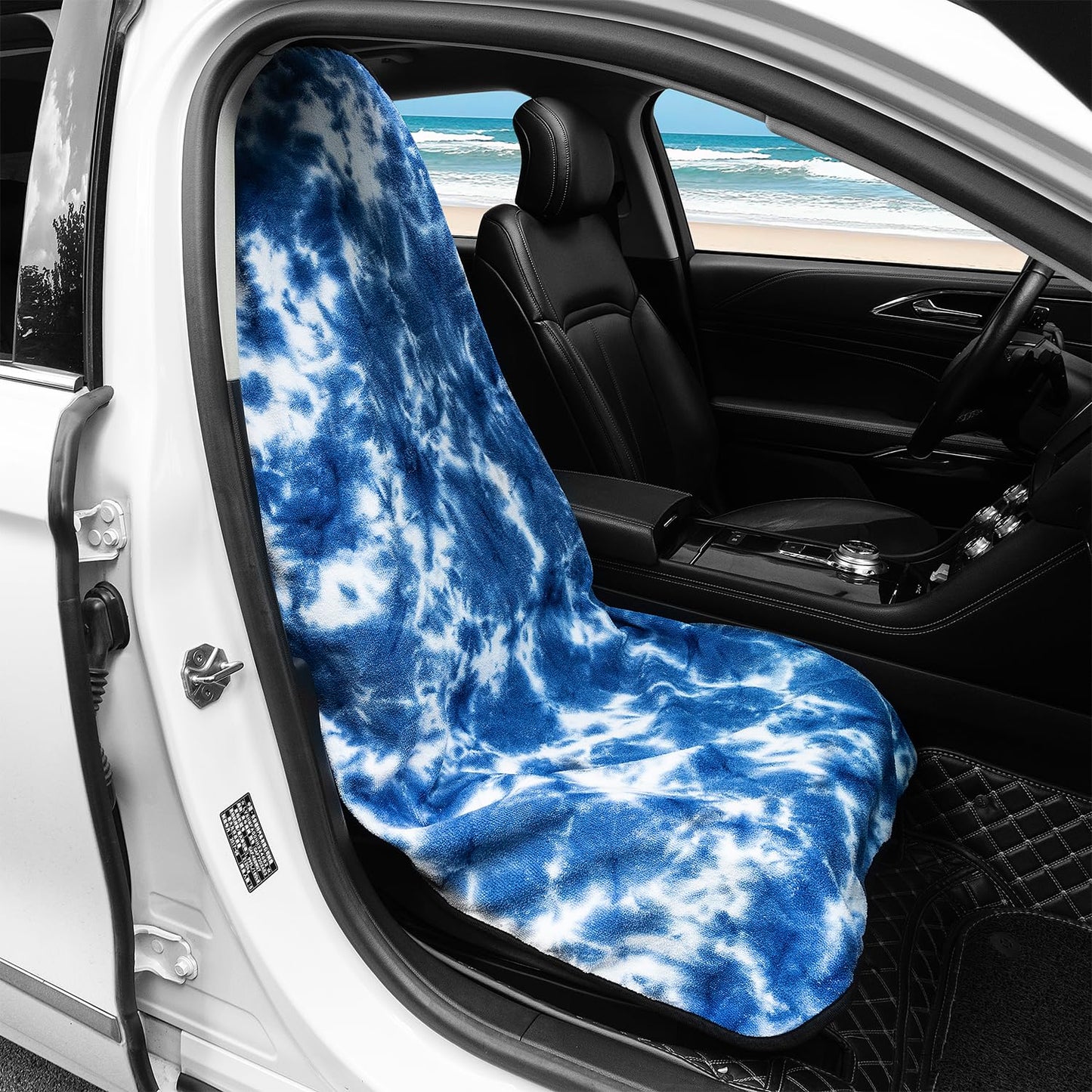 Waterproof Car Seat Cover for Athletes - Sweat-Proof Towel Bucket Seat Protector for Post-Gym, Running, Swimming & Beach - Universal Fit, Black