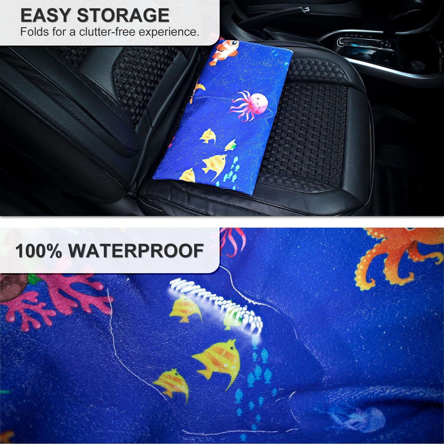 Waterproof Car Seat Cover for Athletes - Sweat-Proof Towel Bucket Seat Protector for Post-Gym, Running, Swimming & Beach - Universal Fit, Black