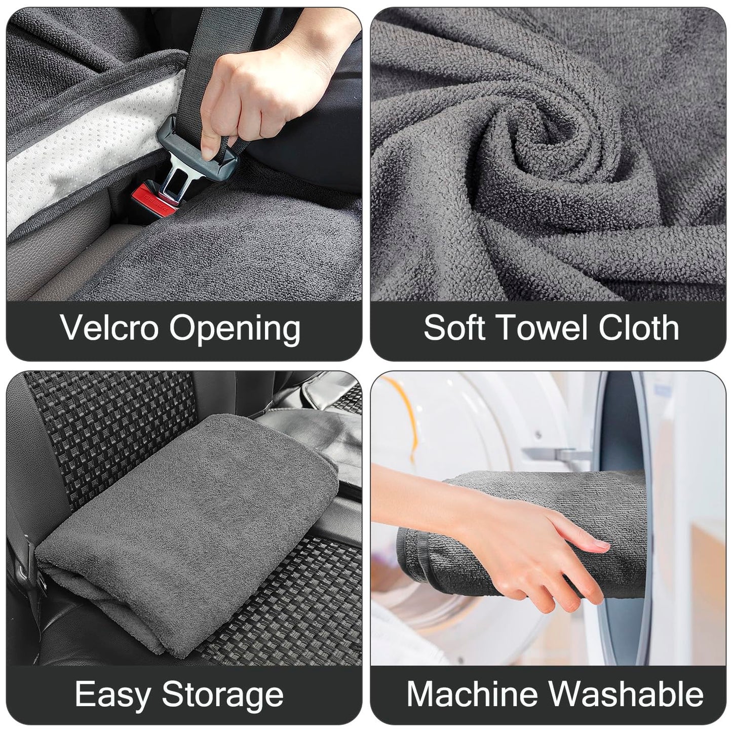 Waterproof Car Seat Cover for Athletes - Sweat-Proof Towel Bucket Seat Protector for Post-Gym, Running, Swimming & Beach - Universal Fit, Black