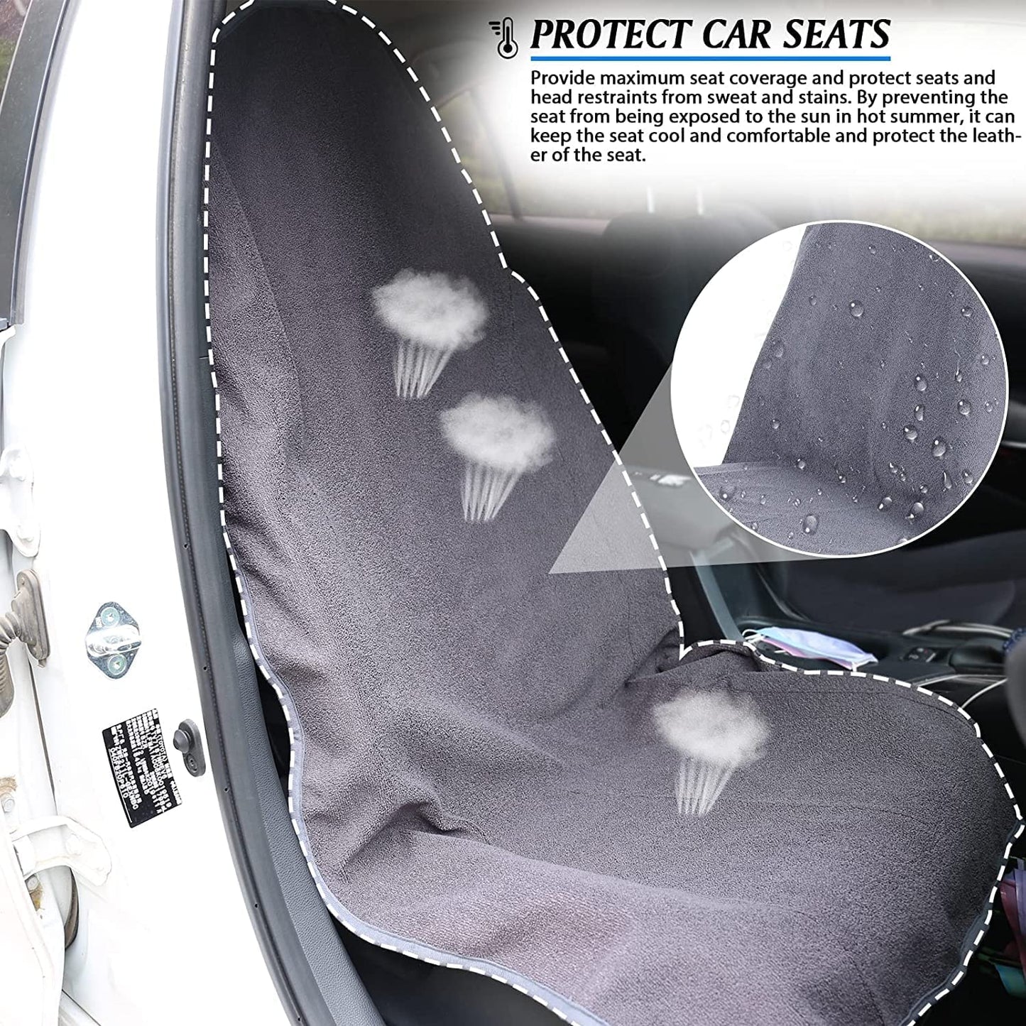 Waterproof Car Seat Cover for Athletes - Sweat-Proof Towel Bucket Seat Protector for Post-Gym, Running, Swimming & Beach - Universal Fit, Black