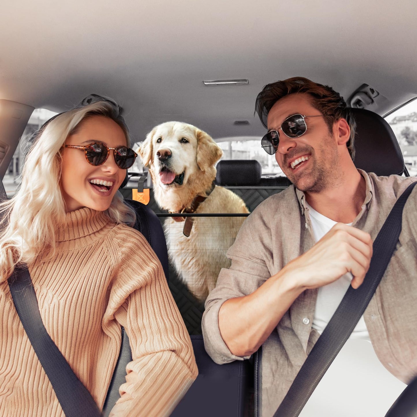 PROZAR Dog Car Seat Cover - Hard Bottom Back Seat Extender for Dogs, Supports 400lbs - Waterproof Pet Hammock for Car, SUV & Trucks (Black)