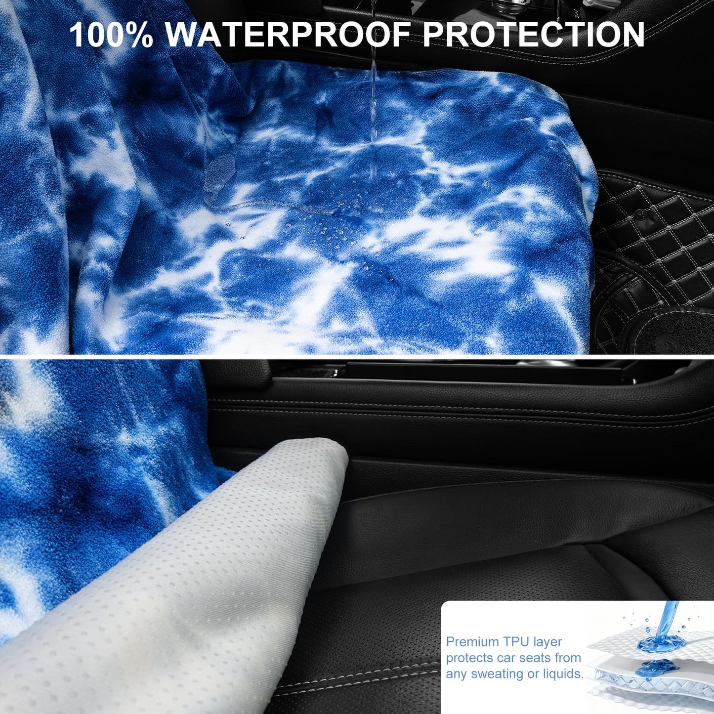 Waterproof Car Seat Cover for Athletes - Sweat-Proof Towel Bucket Seat Protector for Post-Gym, Running, Swimming & Beach - Universal Fit, Black