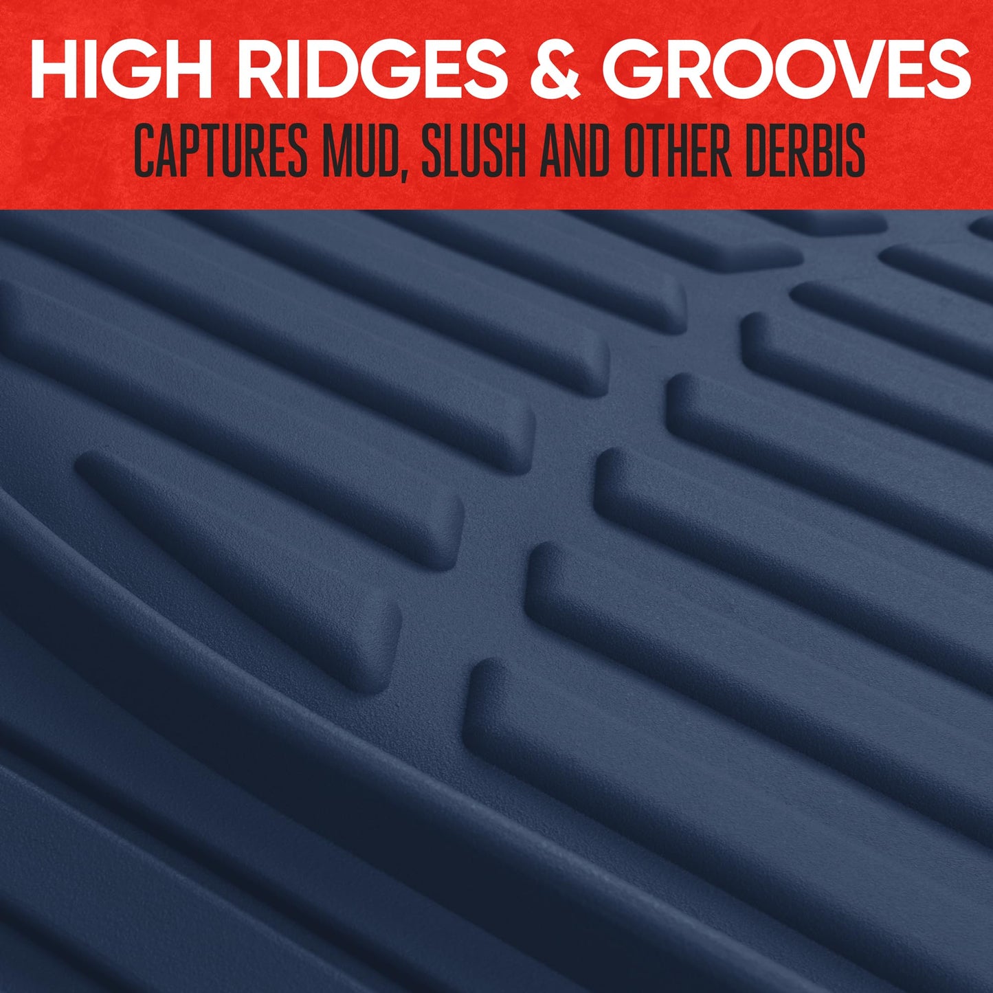 Motor Trend FlexTough All-Weather Floor Mats - Black Deep Dish Waterproof Trim-to-Fit Rubber Liners for Cars, Trucks & SUVs (4-Piece Set)