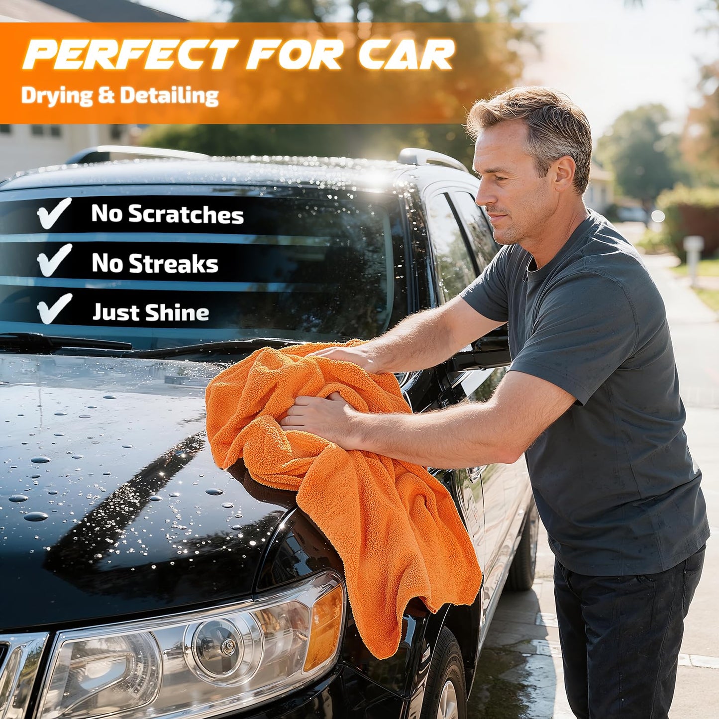 2-Pack 1200 GSM Car Drying Towels - 36"x24" Double-Twist Microfiber, Ultra-Absorbent & Scratch-Free Edgeless Design