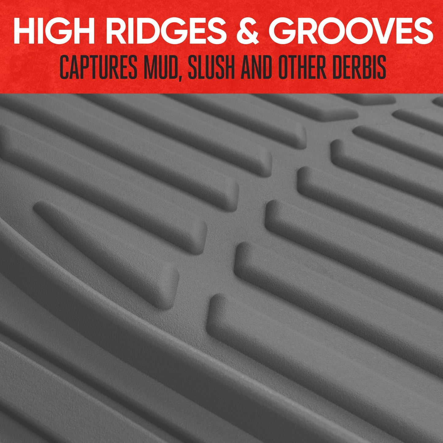 Motor Trend FlexTough All-Weather Floor Mats - Black Deep Dish Waterproof Trim-to-Fit Rubber Liners for Cars, Trucks & SUVs (4-Piece Set)