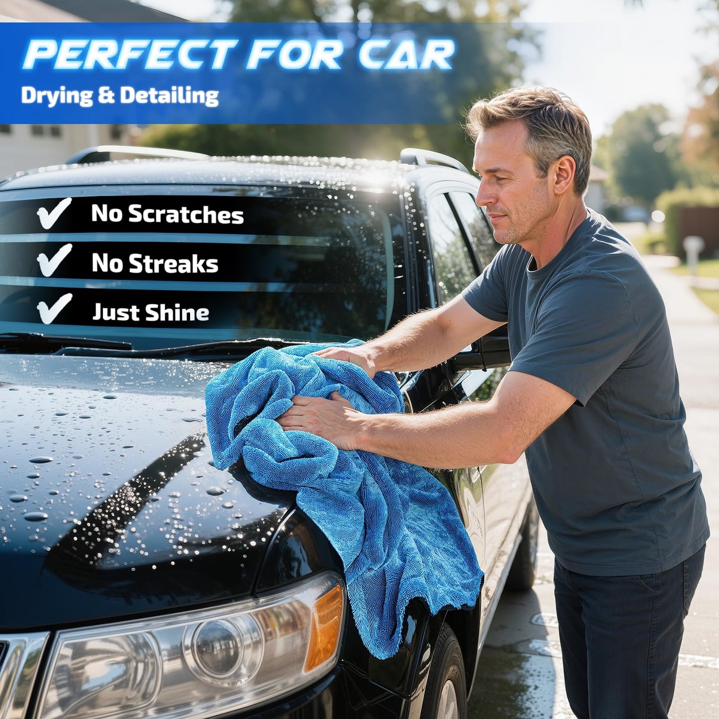 2-Pack 1200 GSM Car Drying Towels - 36"x24" Double-Twist Microfiber, Ultra-Absorbent & Scratch-Free Edgeless Design