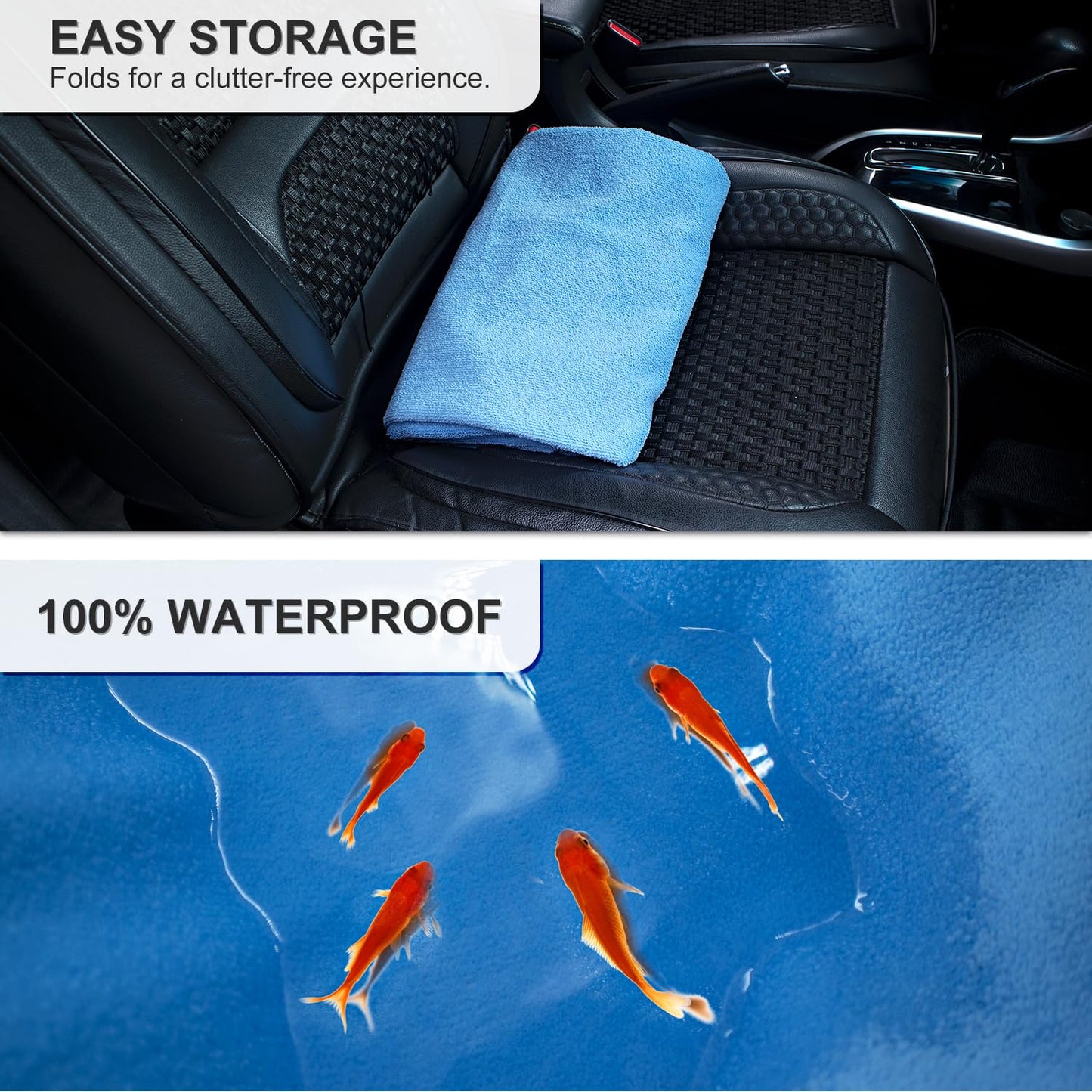 Waterproof Car Seat Cover for Athletes - Sweat-Proof Towel Bucket Seat Protector for Post-Gym, Running, Swimming & Beach - Universal Fit, Black