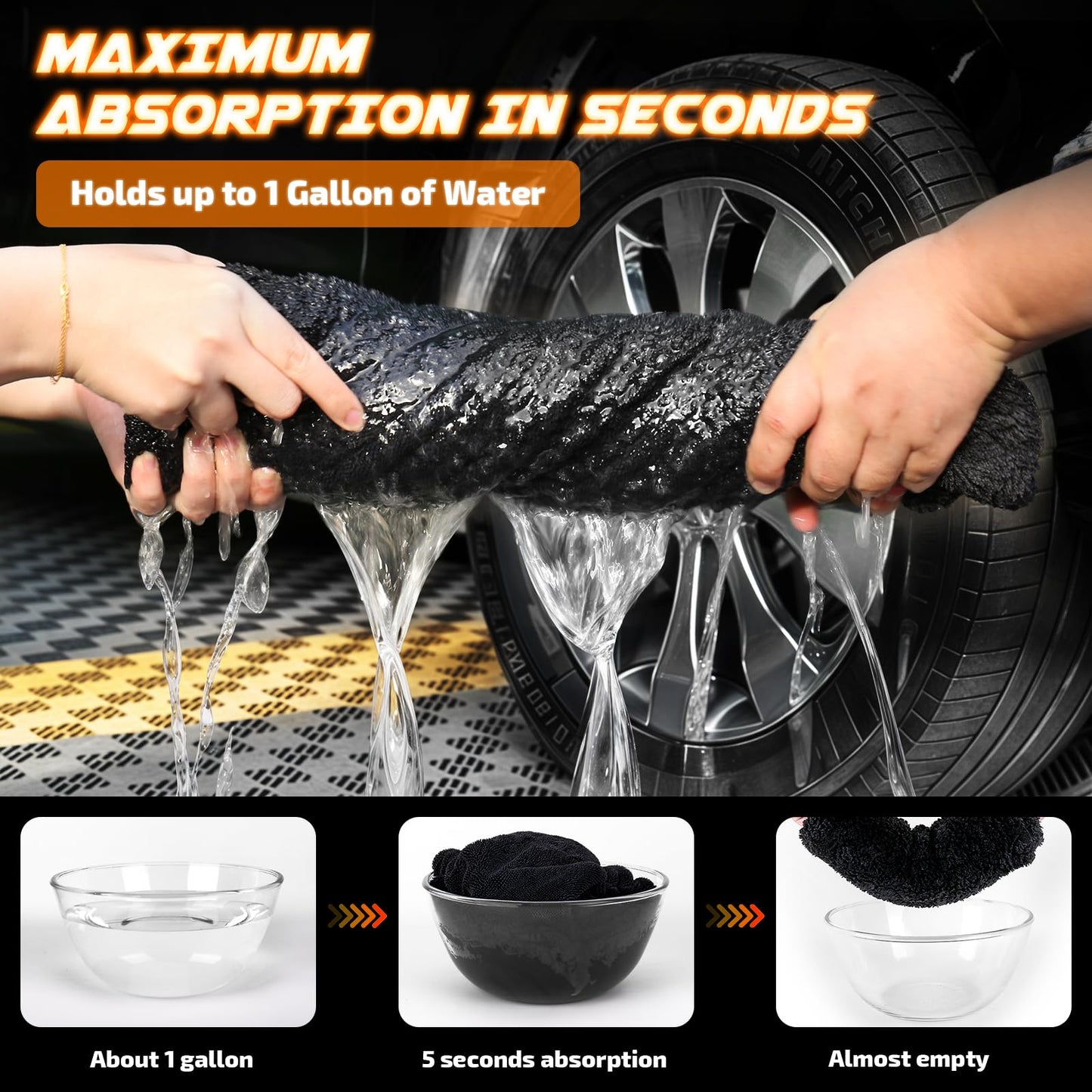 2-Pack 1200 GSM Car Drying Towels - 36"x24" Double-Twist Microfiber, Ultra-Absorbent & Scratch-Free Edgeless Design