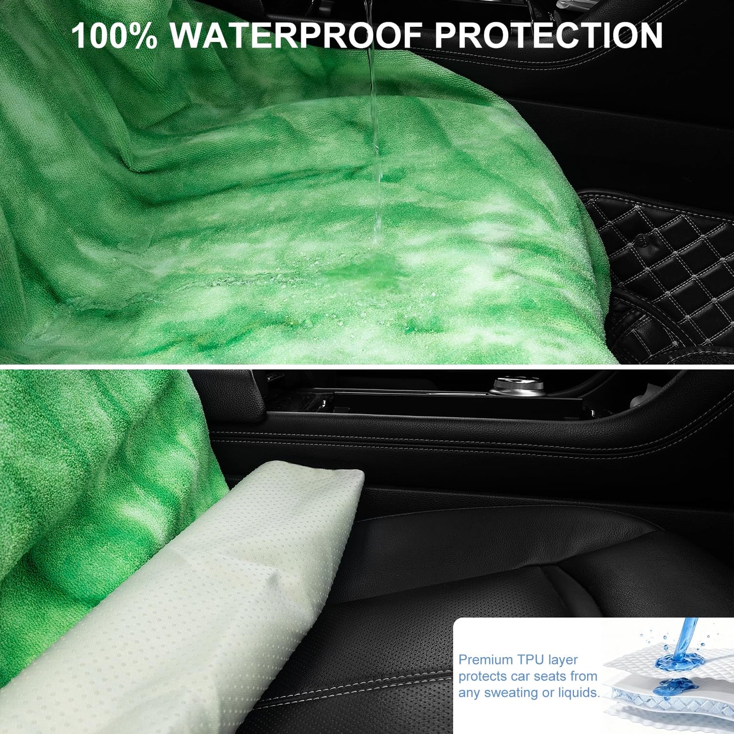 Waterproof Car Seat Cover for Athletes - Sweat-Proof Towel Bucket Seat Protector for Post-Gym, Running, Swimming & Beach - Universal Fit, Black