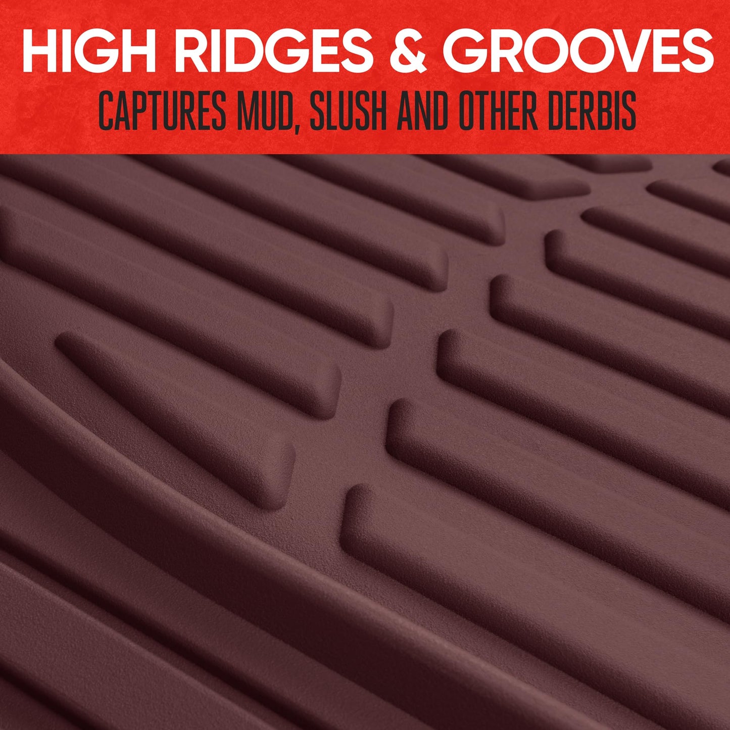 Motor Trend FlexTough All-Weather Floor Mats - Black Deep Dish Waterproof Trim-to-Fit Rubber Liners for Cars, Trucks & SUVs (4-Piece Set)